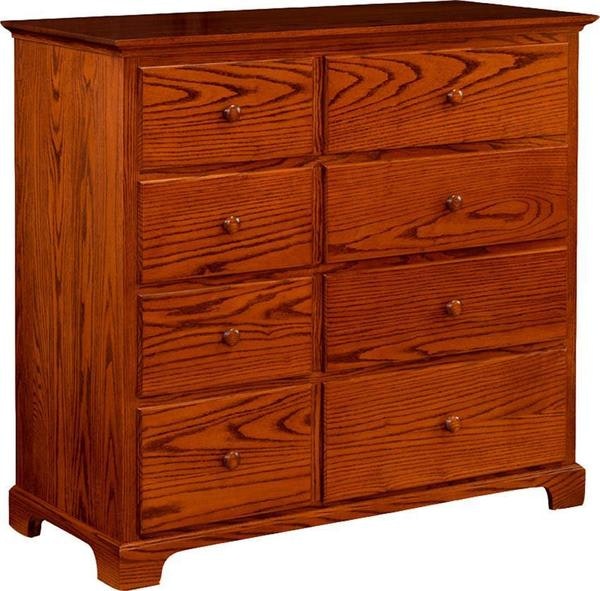 Amish Sonora chest with eight solid wood drawers and clean, simple styling, shown in a warm oak finish.