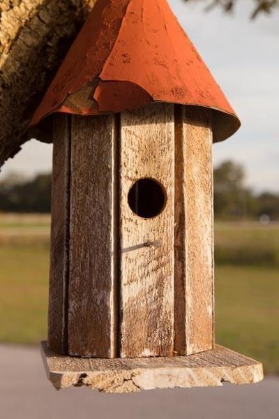 Amish Handcrafted Rustic Wood Round Tower Wren House