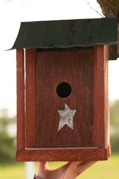 Amish Handcrafted Rustic Wood Bird House with Front Porch
