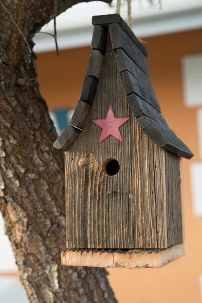 Amish Handcrafted Rustic Wood Tall Wren Birdhouse
