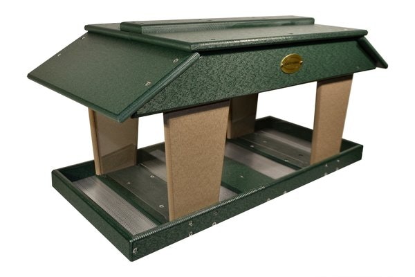 Amish Crafted Poly Double Deluxe Tray Bird Feeder - Post Mount
