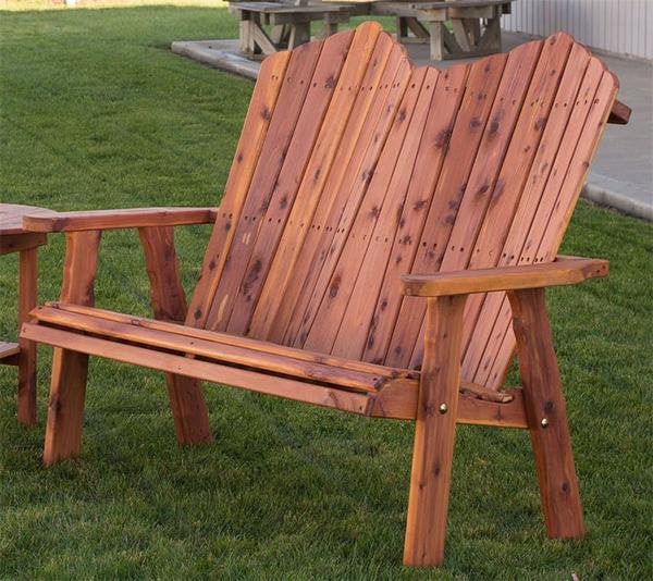 Amish Red Cedar Wood Outdoor Adirondack Bench