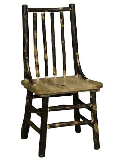 Amish Rustic Hickory Log Spindle Back Side Chair