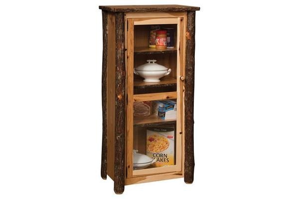 Amish 48 Tall Handcrafted Rustic Hickory Twig Small Cupboard Cabinet with Glass Door shown in Natural Finish