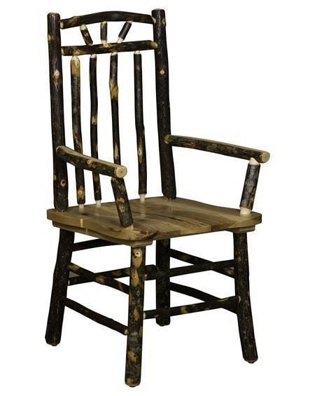 Amish Rustic Hickory Log Spindle Back Armchair