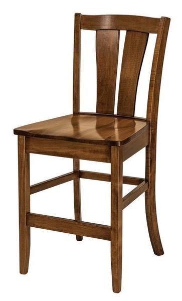 Amish V-Back Solid Wood Counter and Bar Stool