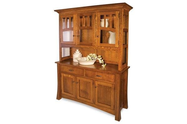 Amish Geneva Mission Solid Wood Buffet and Hutch Cabinet