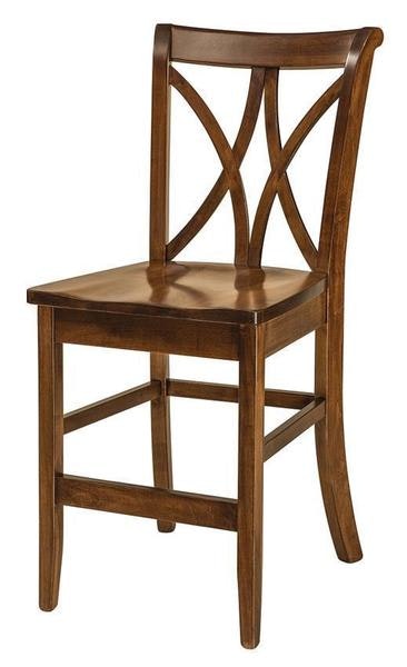 Amish Solid Wood Double Cross Back Counter and Bar Stool