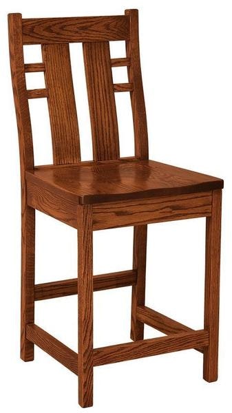 Amish Solid Wood Mission High Back Counter and Bar Stool