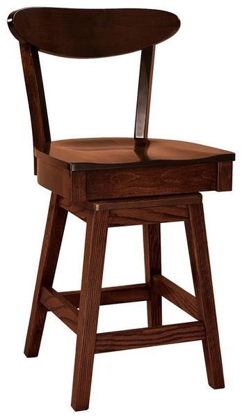 Amish Solid Wood Mid-Century Modern Swivel Counter and Bar Stool