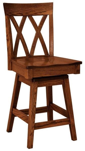 Amish Solid Wood Double X-Back Swivel Bar and Counter Stool