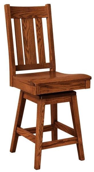 Amish Stephens Mission Solid Wood Swivel Counter and Bar Stool