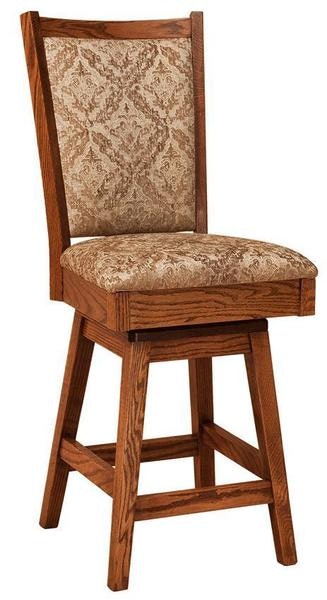 Amish Raven Upholstered Counter and Bar Stool with Swivel