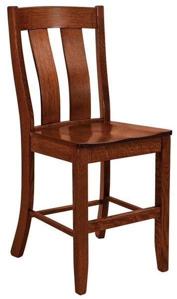 Amish Solid Wood Theo Curved Slat Back Counter and Bar Stool
