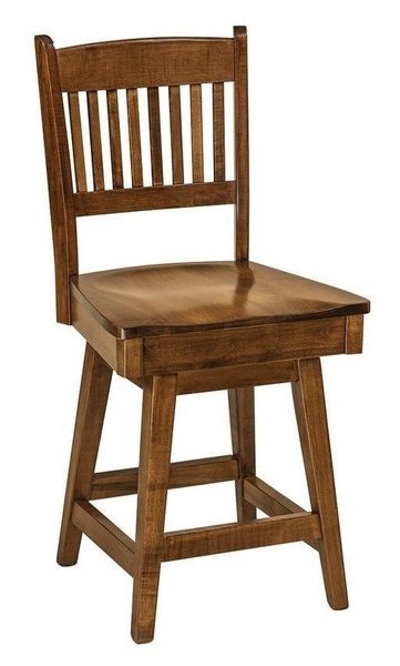 Amish Transitional Solid Wood Counter and Bar Stool with Swivel