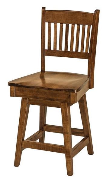 Amish Transitional Solid Wood Counter and Bar Stool with Swivel