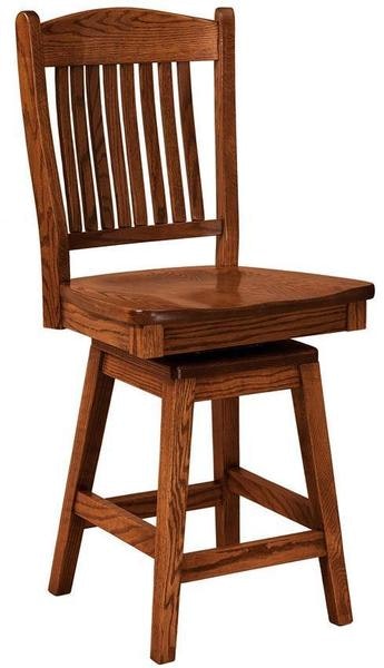 Amish Blue Ridge Transitional Solid Wood Counter and Bar Stool with Swivel
