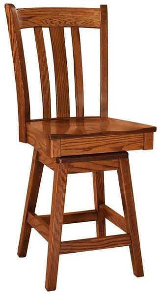 Amish Blackstone Solid Wood Swivel Counter and Bar Stool