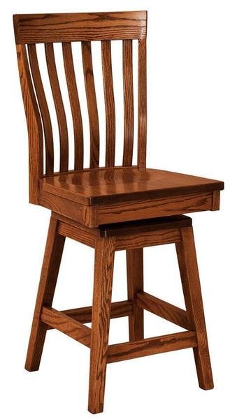 Amish Solid Wood Contemporary Shaker Counter and Bar Stool with Swivel