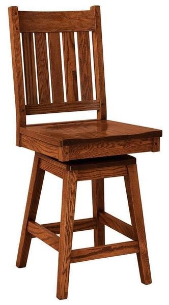 Amish New River Mission Solid Wood Swivel Counter and Bar Stool