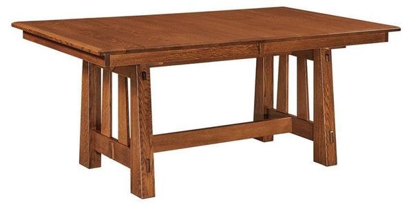 Amish Handcrafted Solid Wood Vera Mission Trestle Dining Table