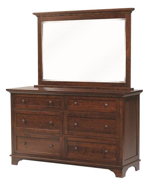 Amish Transitional Solid Wood Six Drawer Dresser with Optional Mirror
