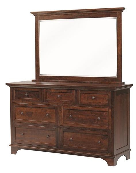 Amish Transitional Solid Wood Seven-Drawer Dresser with Optional Mirror