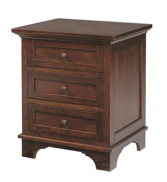Amish Transitional Solid Wood 3-Drawer Nightstand