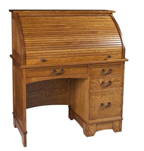 Amish 42" Single Pedestal Noble Mission Rolltop Desk