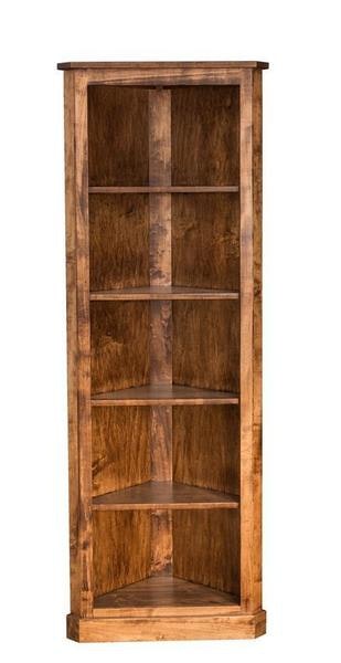 Amish Transitional Corner Bookcase Hutch with Optional Doors