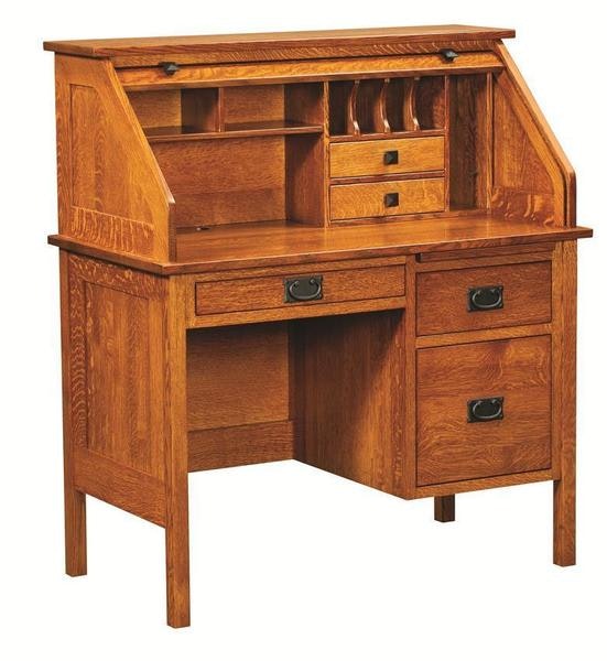 Amish 42" Single Pedestal Post Mission Rolltop Desk