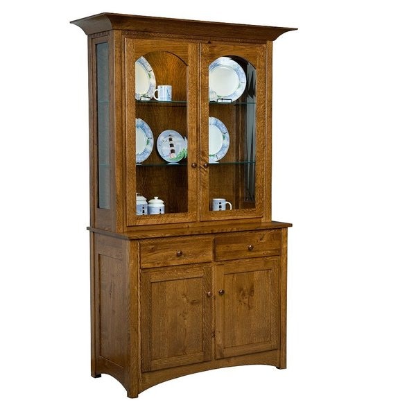 Amish Pennsylvania Modern Mission Buffet and Hutch Cabinet