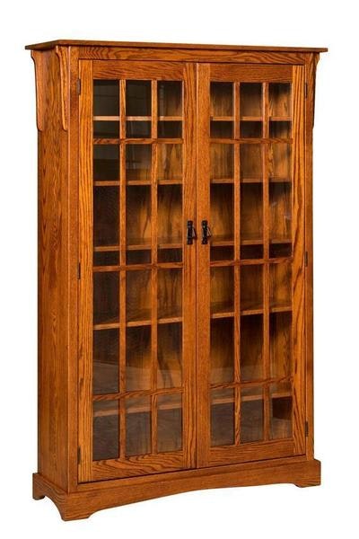Amish Walker Mission Bookcase with Glass Doors