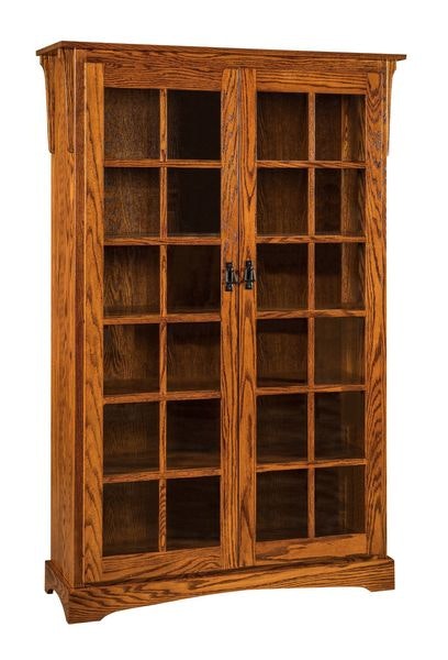 Amish Craftsman Mission Bookcase with Glass Doors
