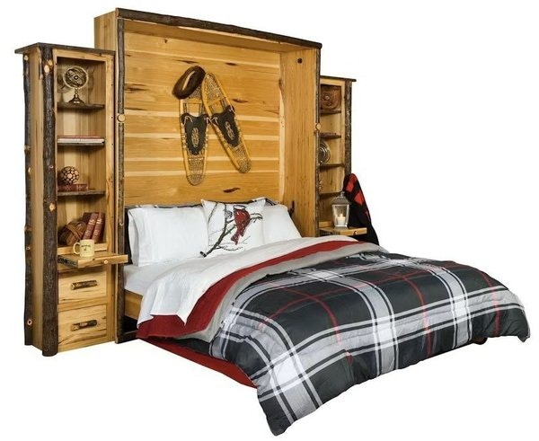 Amish Rustic Hickory Wood Murphy Bed