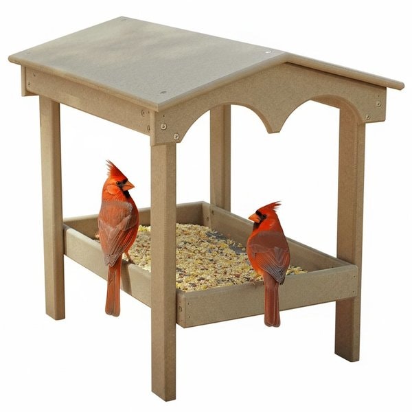 Amish Crafted Poly Ground Tray Bird Feeder with Roof