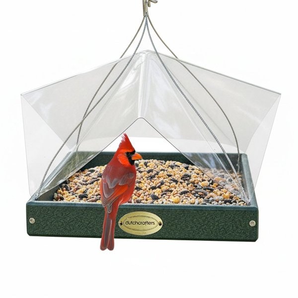 Amish Poly Lumber Hanging Tray Bird Feeder with Cover