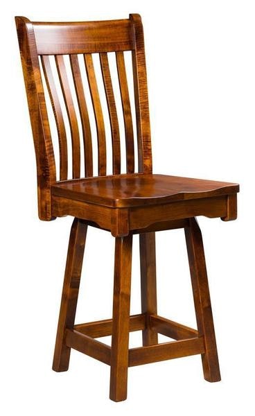 Amish Chute Solid Wood Swivel Counter and Bar Stool
