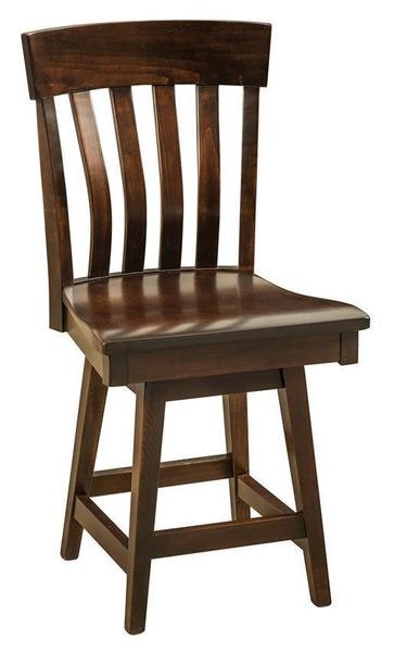 Amish Parker Solid Wood Slat Back Swivel Counter and Bar Stool