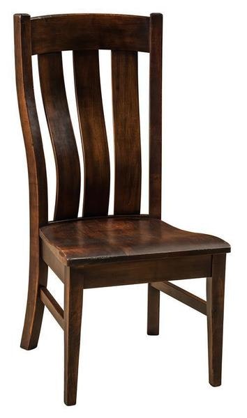Amish Solid Wood Laurel Curved Slat Back Dining Chair