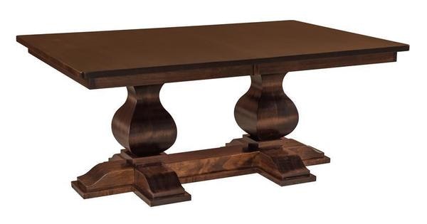 Amish Handcrafted Abigail Farmhouse Style Double Pedestal Dining Table