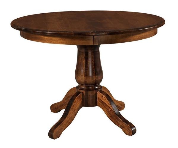Amish Lubbuck Solid Wood Traditional Single Pedestal Dining Table