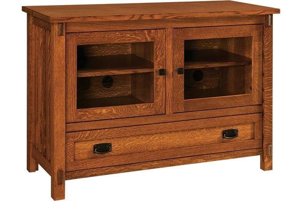The Mission Style Verbena TV Stand Handcrafted From QSWO Wood with Michaels Cherry Finish