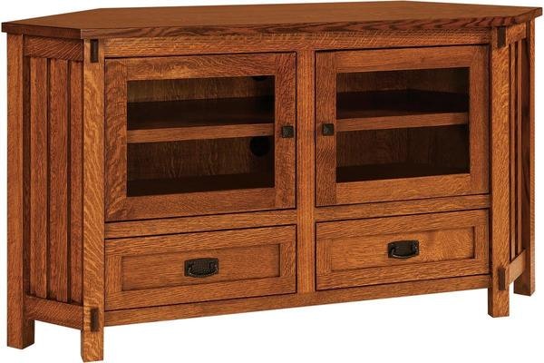 Amish Verbena Mission Solid Wood Corner TV Cabinet