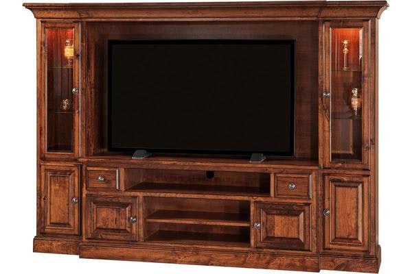 The Mission Style Talbatton Wall Unit Handcrafted From Rustic Cherry Wood with Michaels Cherry Finish