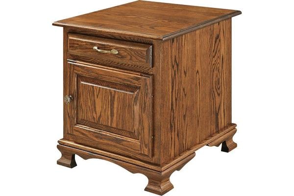 The Formal Style Cochran End Table Handcrafted From Oak Wood with Michaels Cherry Finish