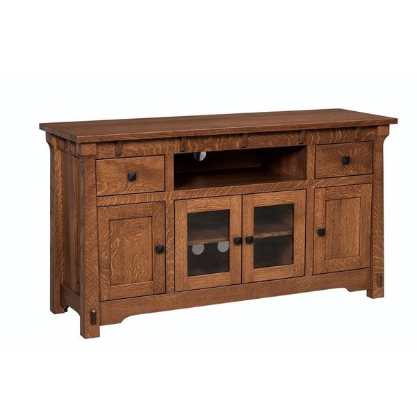 The Mission Style Selba TV Stand Handcrafted From QSWO Wood with Tavern Finish