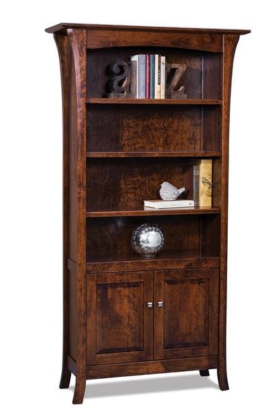 Amish 42 1/4 Wide Solid Wood Genesis Bookcase with Doors and 4 Adjustable Shelves