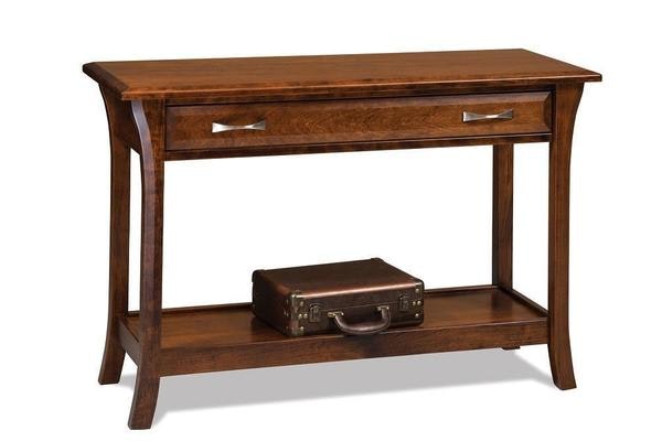 Amish 45 Wide Genesis Sofa Table with Drawer and Bottom Shelf