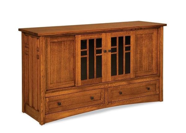 Amish 63 Pure Mission TV Stand with 2 Doors and 2 Drawers